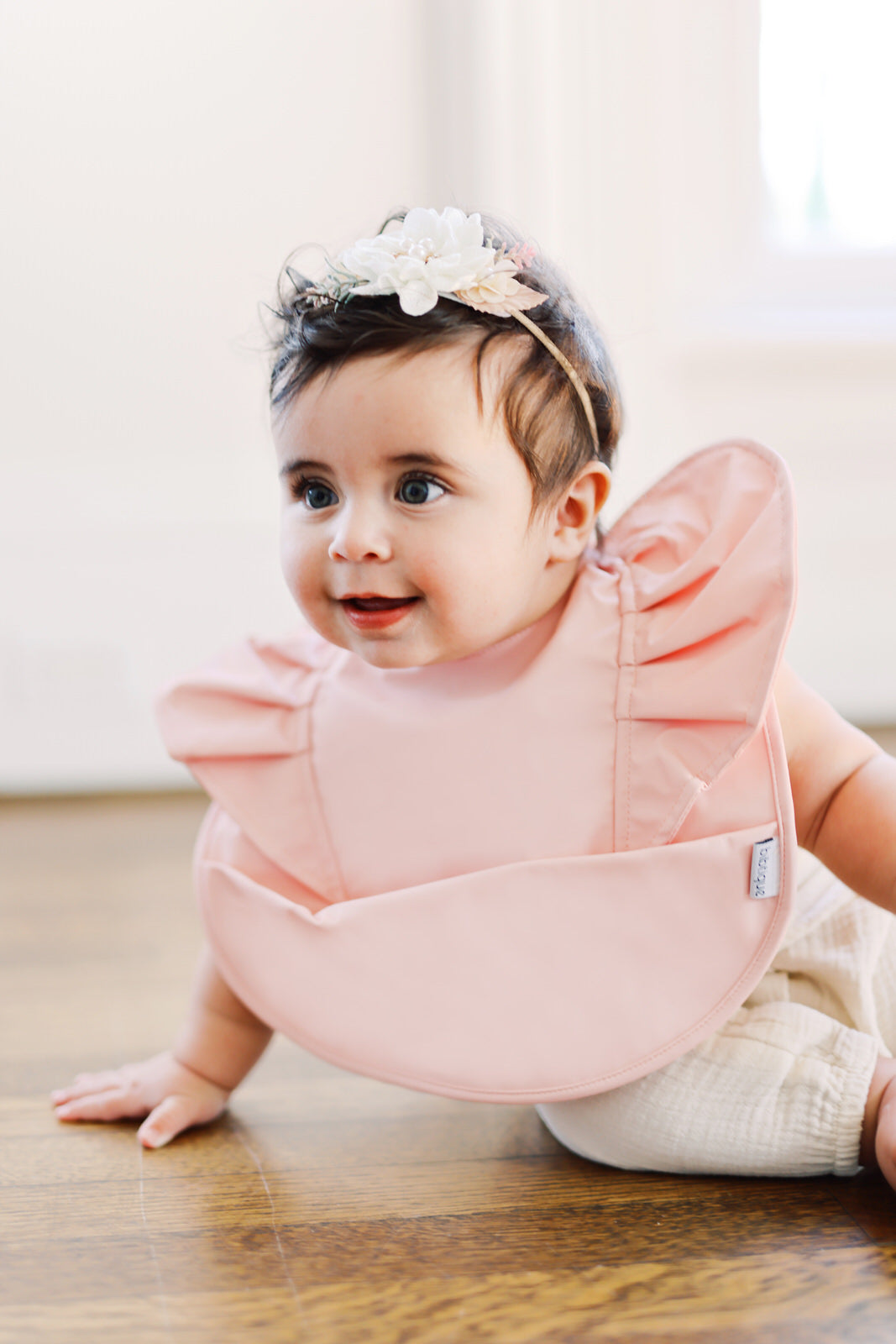 Pink Ruffle Bib Pink Blush Ruffle Angel Bib – Bibtique