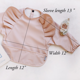 Long sleeve ruffle baby bib with meausurements