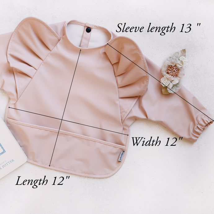 Long sleeve ruffle bib with measurements