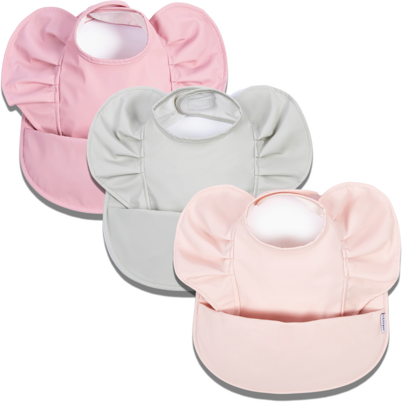 Ruffle Angel Bib - Best Seller 3 Pack Bundle Peach Blush, Peony & Sage